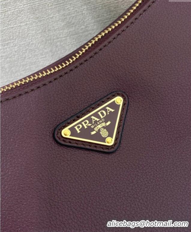 Best Grade Prada Aimee medium leather shoulder bag 1BC229 Burgundy 2025