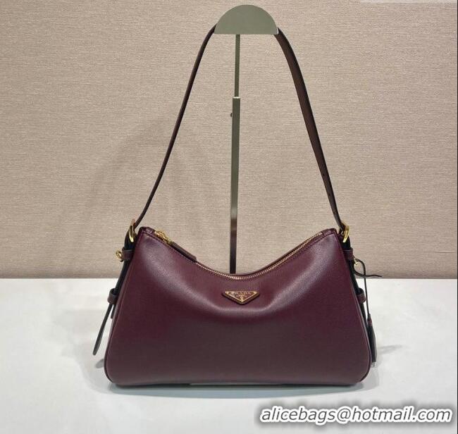 Best Grade Prada Aimee medium leather shoulder bag 1BC229 Burgundy 2025