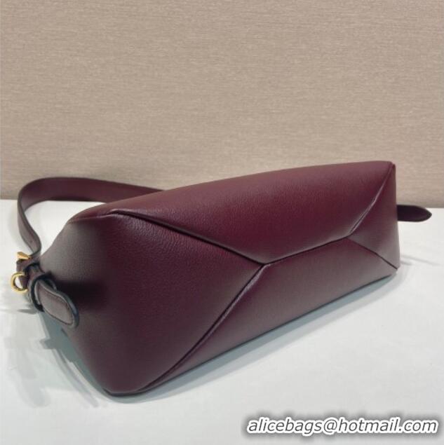 Best Grade Prada Aimee medium leather shoulder bag 1BC229 Burgundy 2025