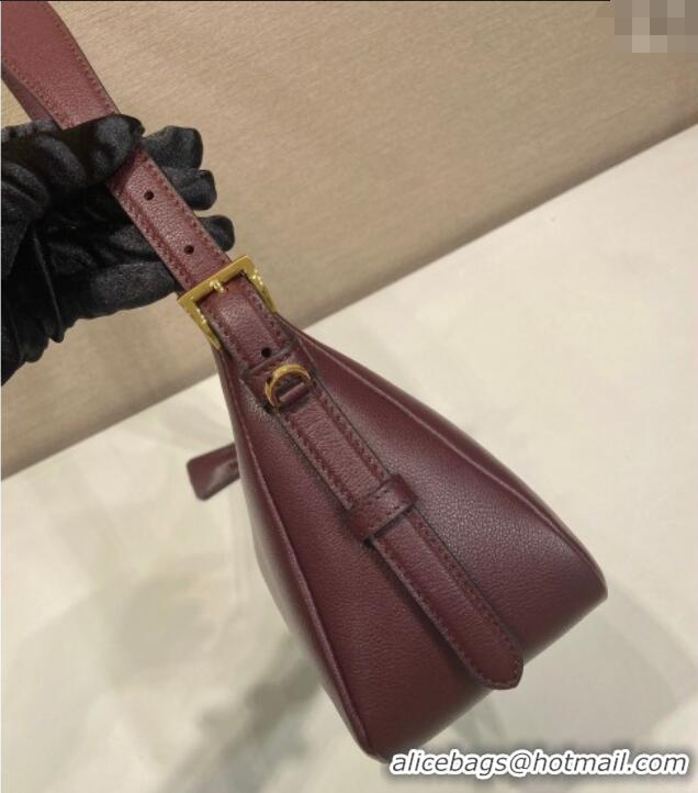 Best Grade Prada Aimee medium leather shoulder bag 1BC229 Burgundy 2025