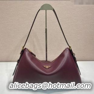 Well Crafted Prada Aimee medium leather shoulder bag 1BC228 Burgundy 2025