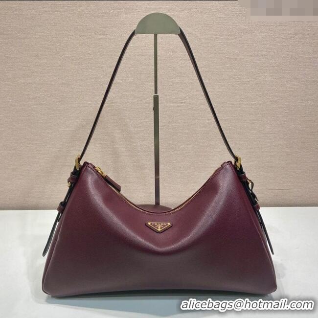 Well Crafted Prada Aimee medium leather shoulder bag 1BC228 Burgundy 2025