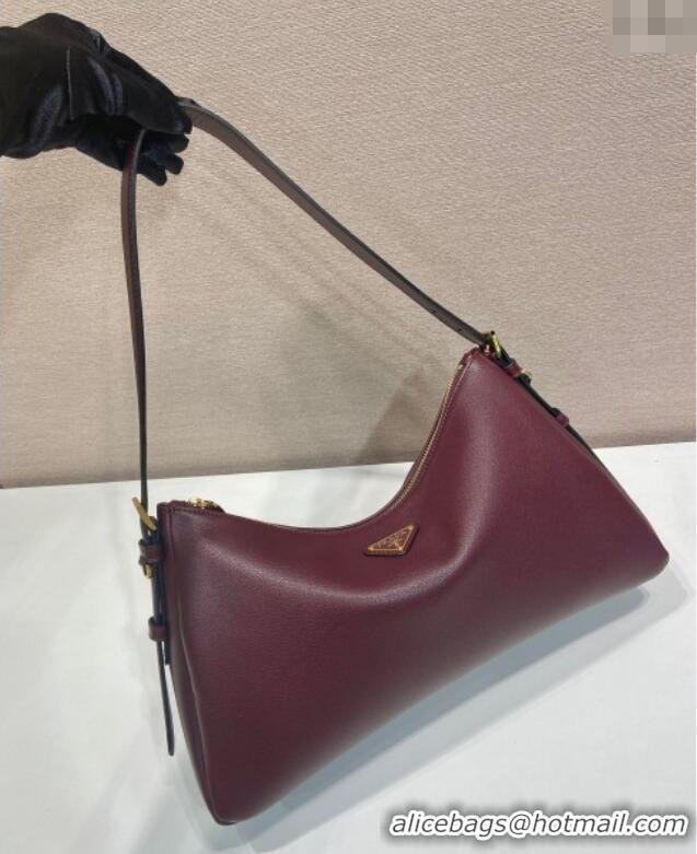 Well Crafted Prada Aimee medium leather shoulder bag 1BC228 Burgundy 2025