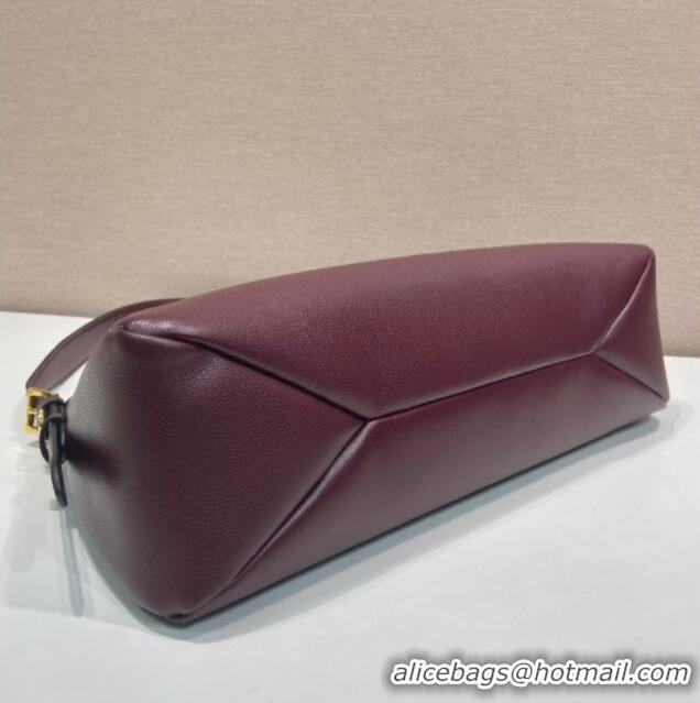 Well Crafted Prada Aimee medium leather shoulder bag 1BC228 Burgundy 2025