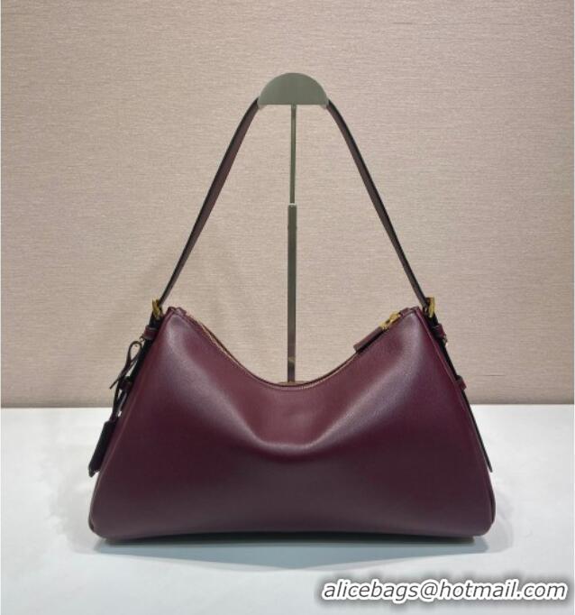 Well Crafted Prada Aimee medium leather shoulder bag 1BC228 Burgundy 2025