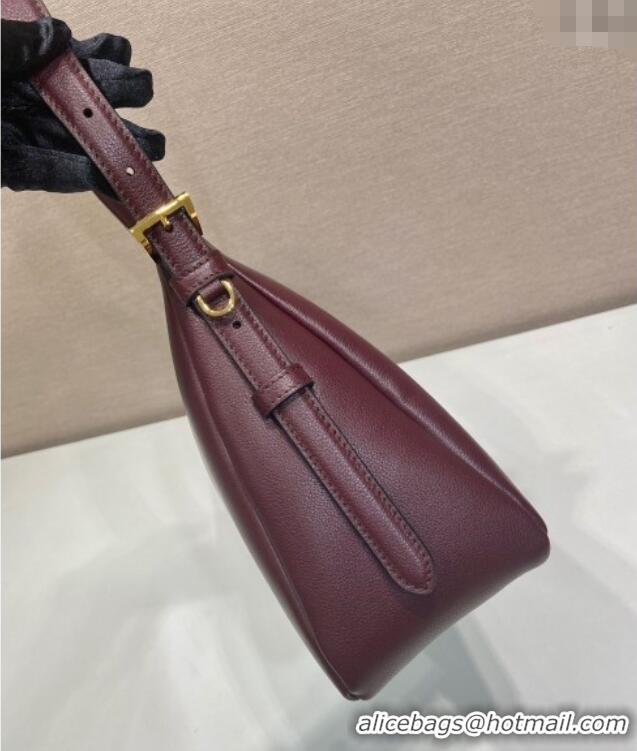 Well Crafted Prada Aimee medium leather shoulder bag 1BC228 Burgundy 2025