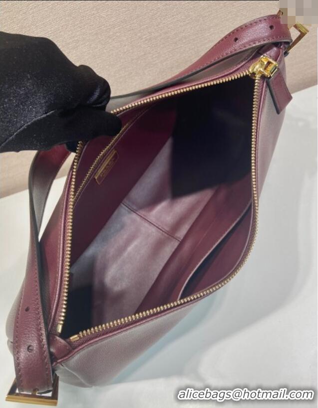 Well Crafted Prada Aimee medium leather shoulder bag 1BC228 Burgundy 2025