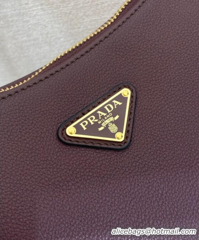 Well Crafted Prada Aimee medium leather shoulder bag 1BC228 Burgundy 2025