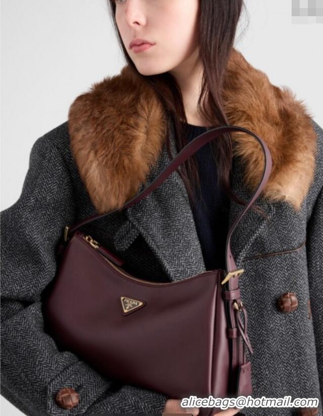 Well Crafted Prada Aimee medium leather shoulder bag 1BC228 Burgundy 2025