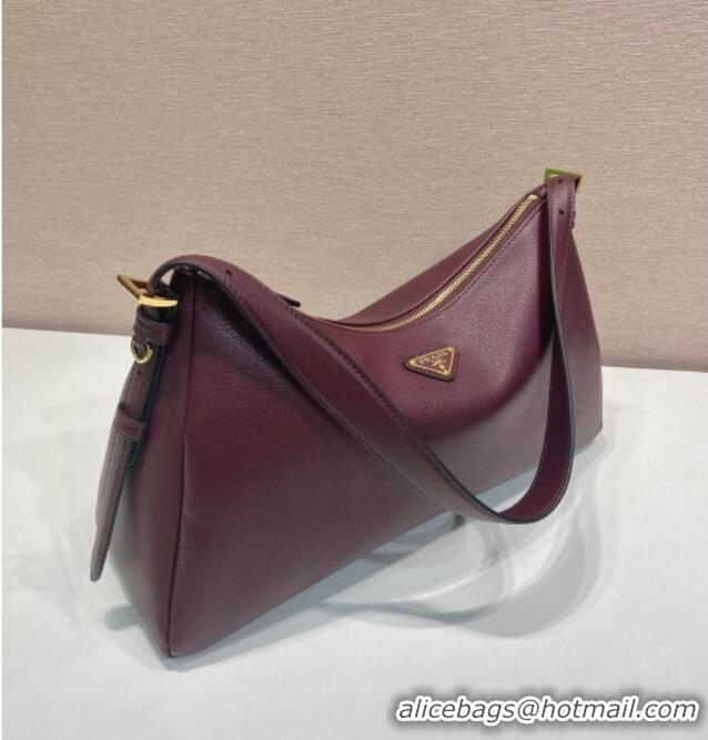 Well Crafted Prada Aimee medium leather shoulder bag 1BC228 Burgundy 2025