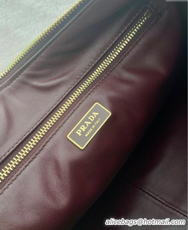Well Crafted Prada Aimee medium leather shoulder bag 1BC228 Burgundy 2025