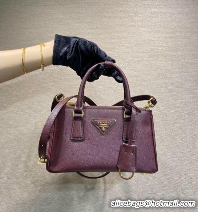 Grade Quality Prada Galleria mini Saffiano leather bag 1BA916 Burgundy 2025