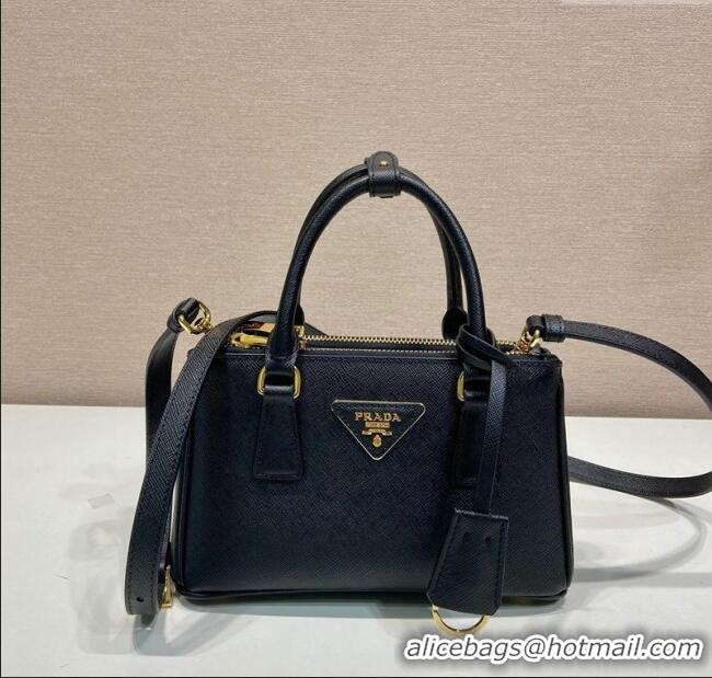 Luxury Discount Prada Galleria mini Saffiano leather bag 1BA916 Black 2025