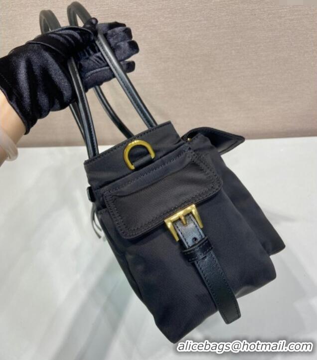 Trendy Design Prada Explore medium Re-Nylon and leather tote bag 1BG596 Black 2025