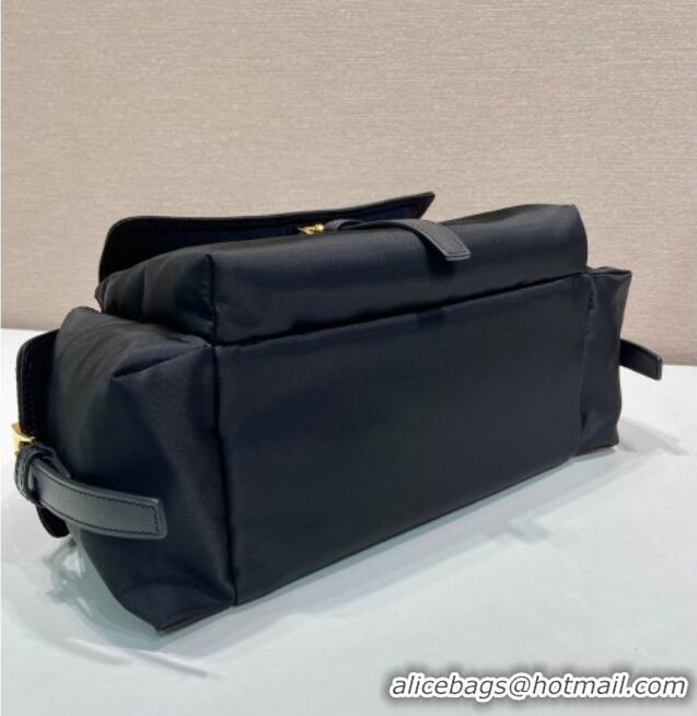 Trendy Design Prada Explore medium Re-Nylon and leather tote bag 1BG596 Black 2025