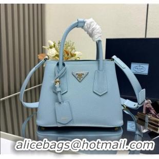 Fashion Discount Prada Double small Saffiano leather bag 1BG443 Light Blue 2025 (New Tag)