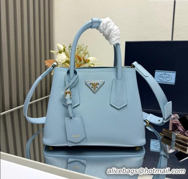 Fashion Discount Prada Double small Saffiano leather bag 1BG443 Light Blue 2025 (New Tag)