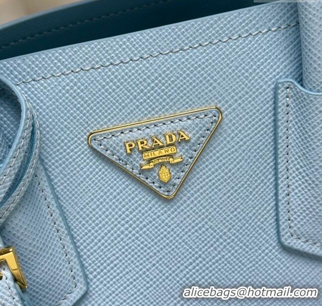 Fashion Discount Prada Double small Saffiano leather bag 1BG443 Light Blue 2025 (New Tag)
