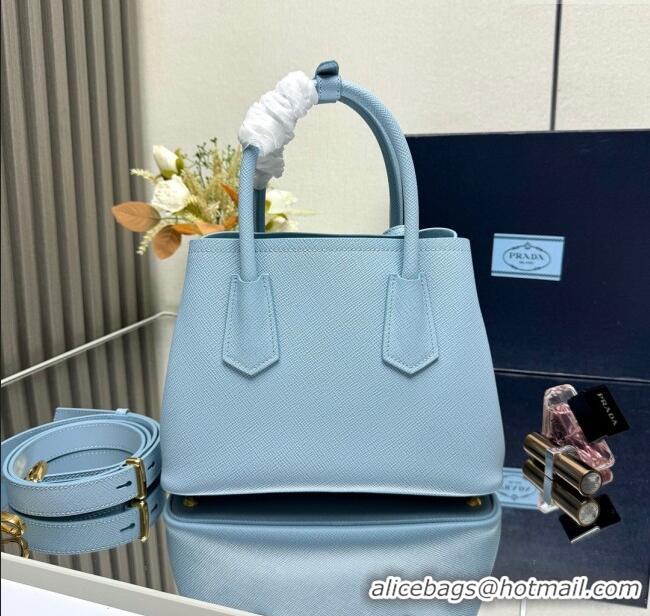 Fashion Discount Prada Double small Saffiano leather bag 1BG443 Light Blue 2025 (New Tag)