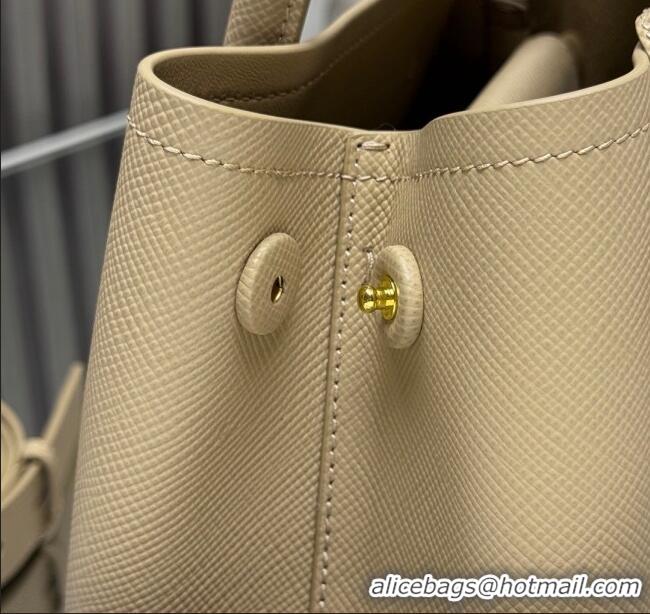 Luxury Cheap Prada Double small Saffiano leather bag 1BG443 Beige 2025 (New Tag)
