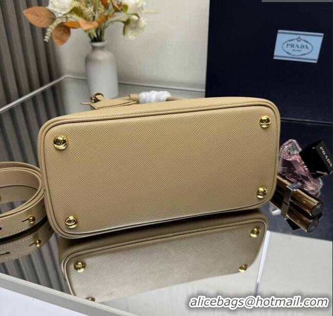 Luxury Cheap Prada Double small Saffiano leather bag 1BG443 Beige 2025 (New Tag)