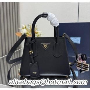 Most Popular Prada Double small Saffiano leather bag 1BG443 Black 2025 (New Tag)