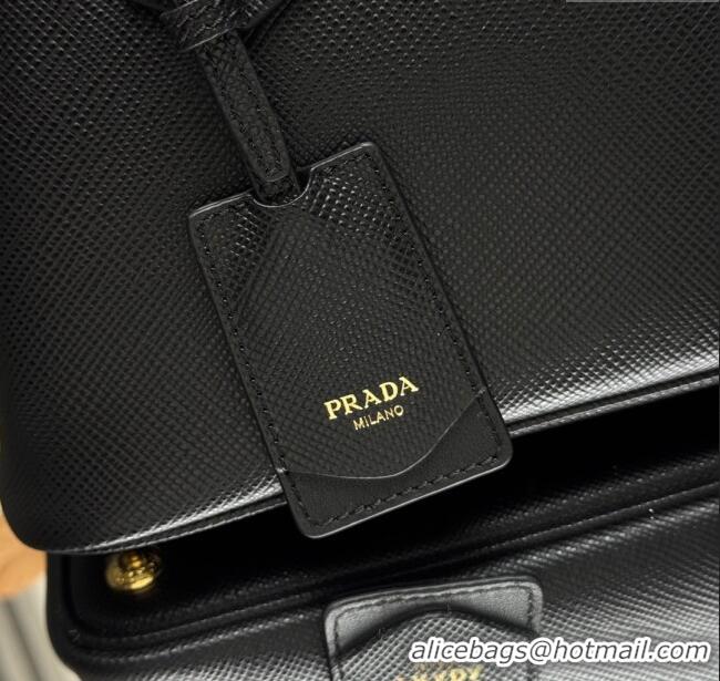 Most Popular Prada Double small Saffiano leather bag 1BG443 Black 2025 (New Tag)