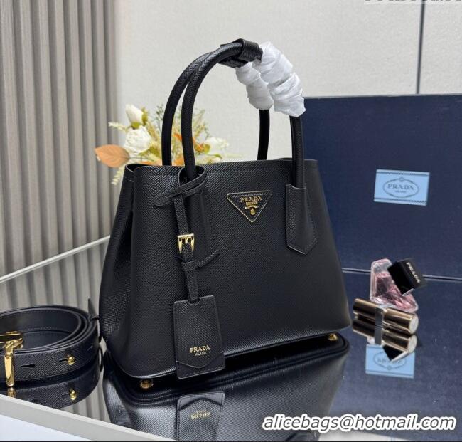 Most Popular Prada Double small Saffiano leather bag 1BG443 Black 2025 (New Tag)