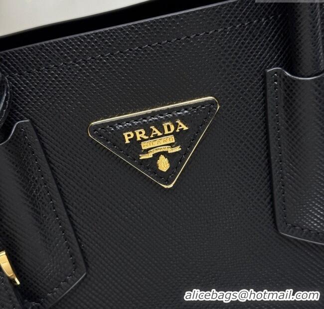 Most Popular Prada Double small Saffiano leather bag 1BG443 Black 2025 (New Tag)