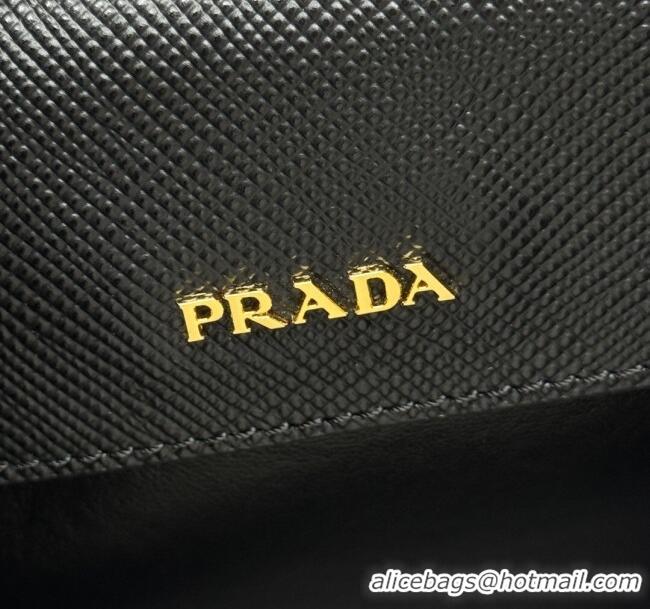 Most Popular Prada Double small Saffiano leather bag 1BG443 Black 2025 (New Tag)