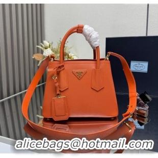 Luxury Cheap Prada Double small Saffiano leather bag 1BG443 Orange 2025
