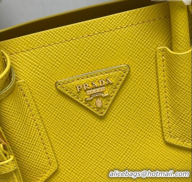 Fashion Discount Prada Double small Saffiano leather bag 1BG443 Yellow 2025