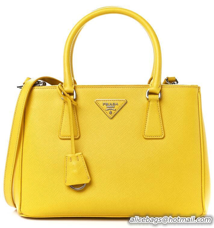 Fashion Discount Prada Double small Saffiano leather bag 1BG443 Yellow 2025