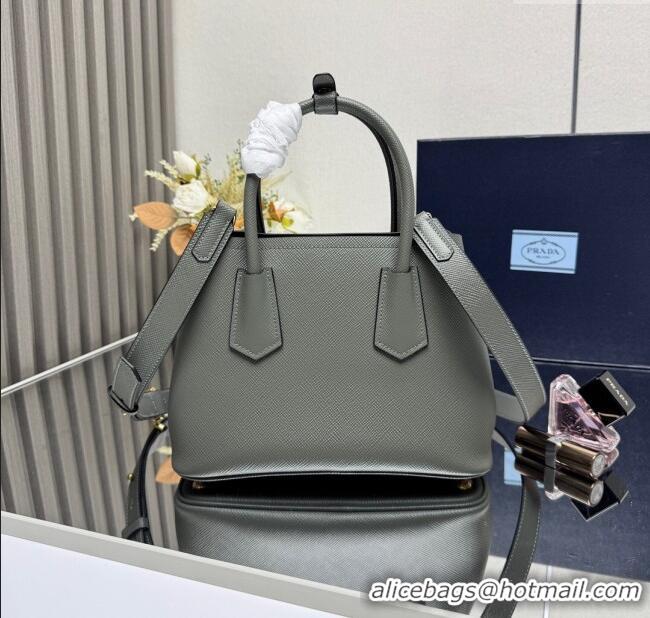 Good Looking Prada Double small Saffiano leather bag 1BG443 Slate Grey 2025