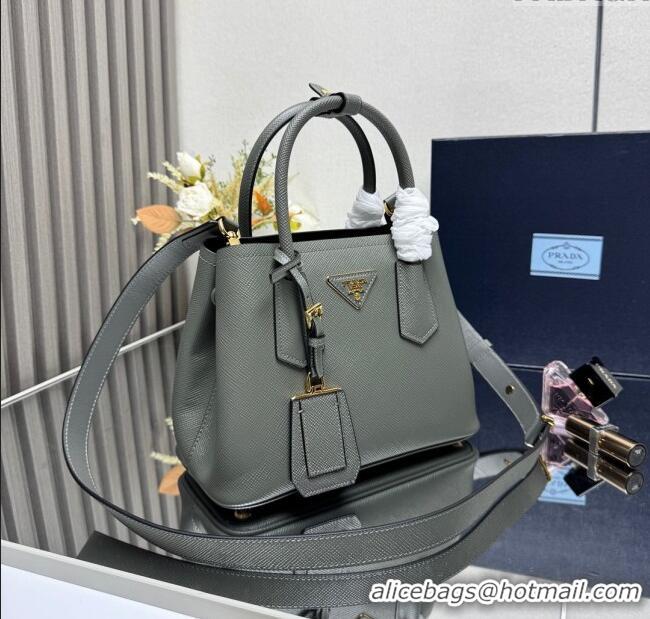Good Looking Prada Double small Saffiano leather bag 1BG443 Slate Grey 2025