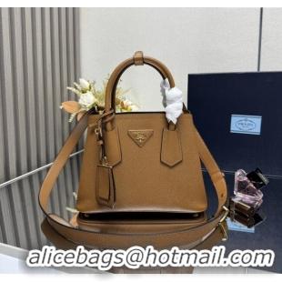 Pretty Style Prada Double small Saffiano leather bag 1BG443 Brown 2025