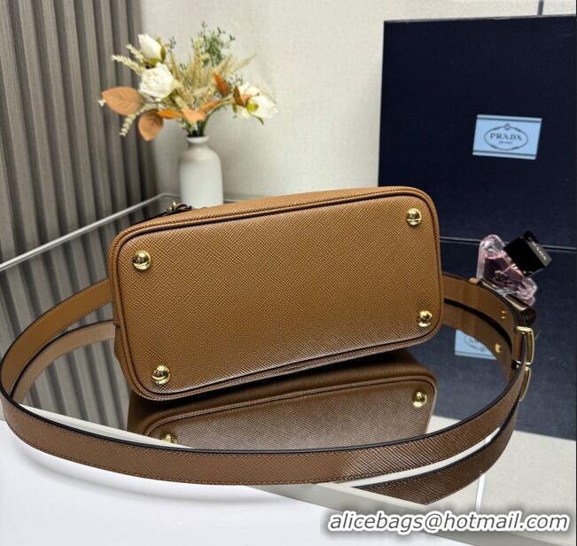 Pretty Style Prada Double small Saffiano leather bag 1BG443 Brown 2025