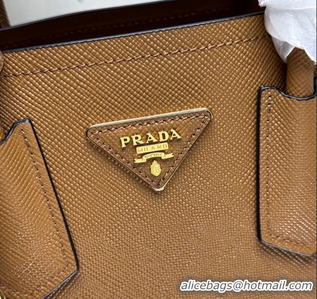 Pretty Style Prada Double small Saffiano leather bag 1BG443 Brown 2025