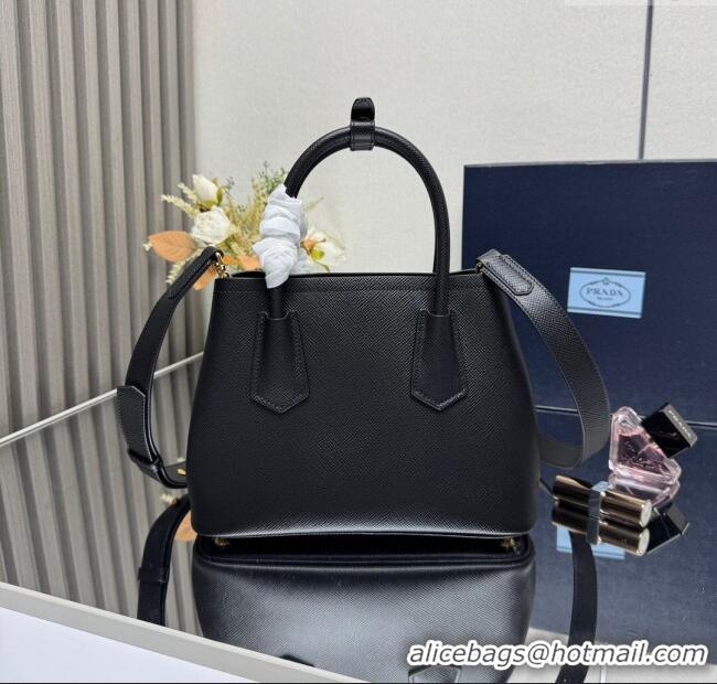 Shop Discount Prada Double small Saffiano leather bag 1BG443 Black 2025