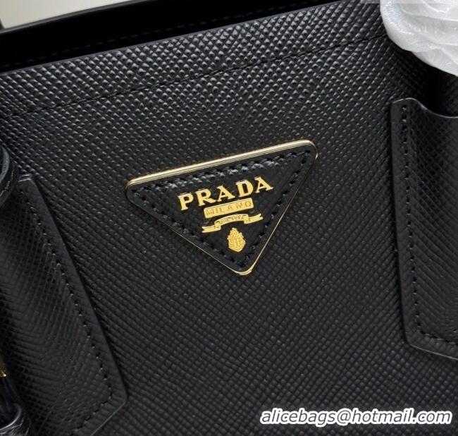 Shop Discount Prada Double small Saffiano leather bag 1BG443 Black 2025