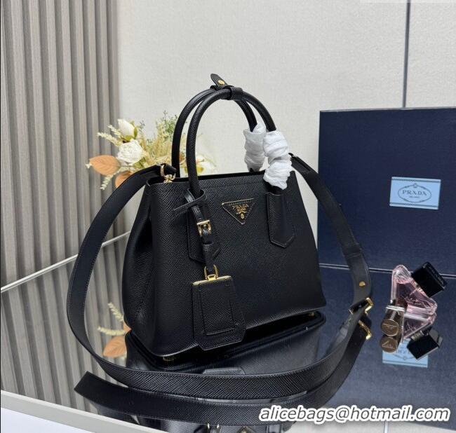 Shop Discount Prada Double small Saffiano leather bag 1BG443 Black 2025