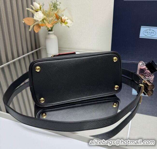 New Fashion Prada Double small Saffiano leather bag 1BG443 Black/Red 2025
