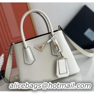 Traditional Discount Prada Double small Saffiano leather bag 1BG443 White 2025