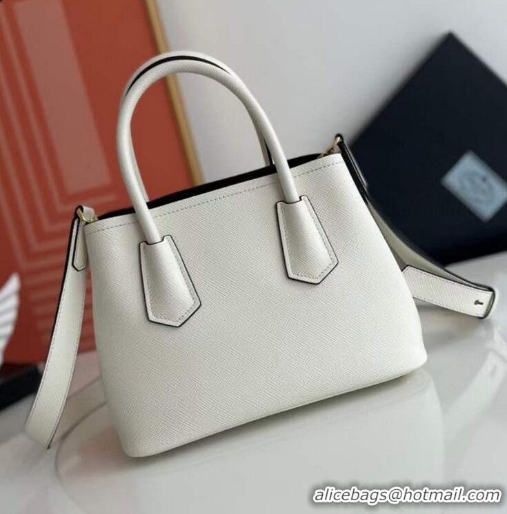Traditional Discount Prada Double small Saffiano leather bag 1BG443 White 2025