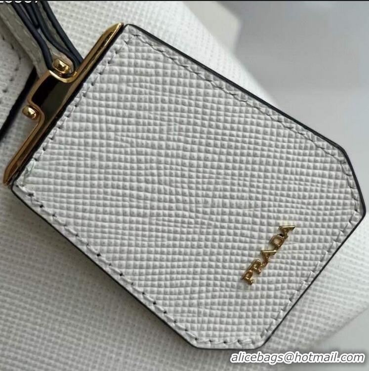 Traditional Discount Prada Double small Saffiano leather bag 1BG443 White 2025