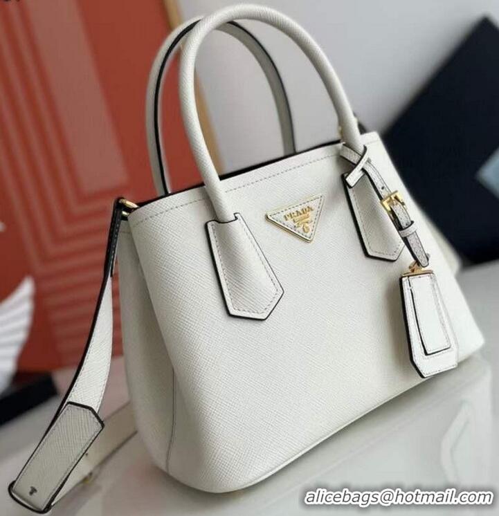 Traditional Discount Prada Double small Saffiano leather bag 1BG443 White 2025