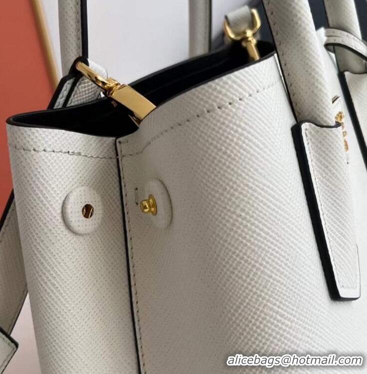 Traditional Discount Prada Double small Saffiano leather bag 1BG443 White 2025