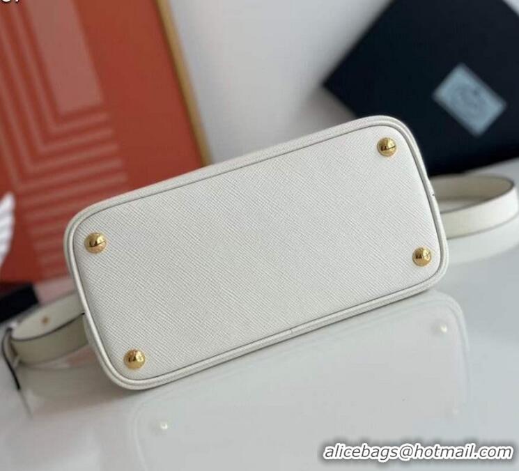 Traditional Discount Prada Double small Saffiano leather bag 1BG443 White 2025
