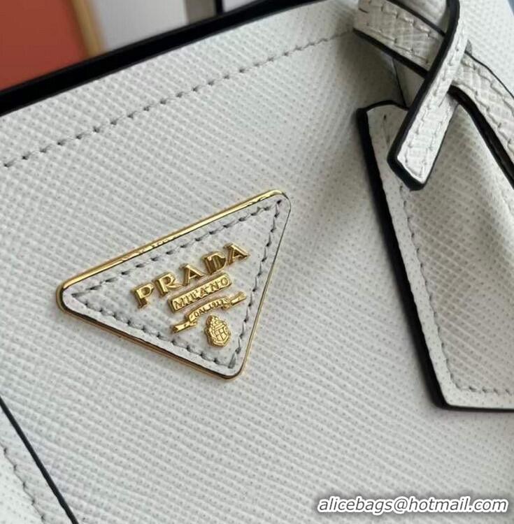 Traditional Discount Prada Double small Saffiano leather bag 1BG443 White 2025