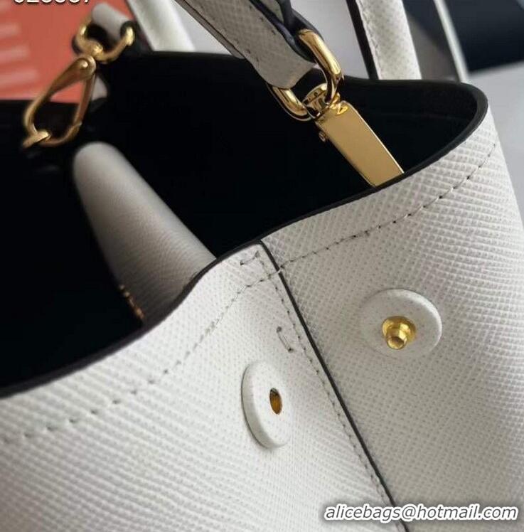 Traditional Discount Prada Double small Saffiano leather bag 1BG443 White 2025